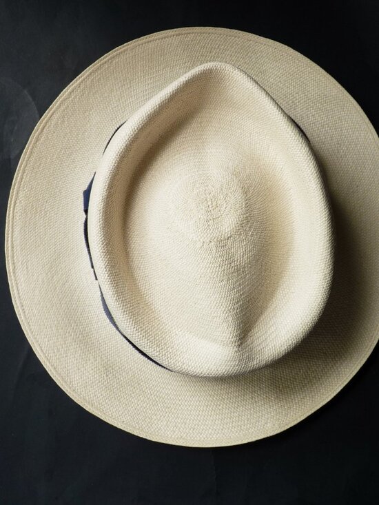 Authentic Panama made in France natural straw fedora hat 59